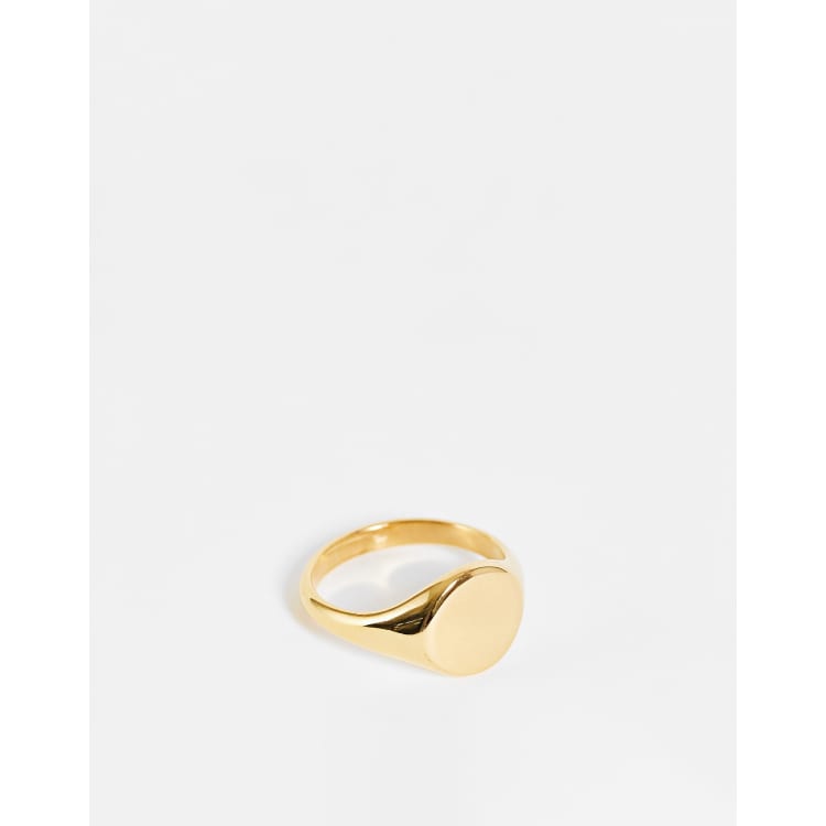 ASOS DESIGN waterproof stainless steel signet ring in gold tone ASOS