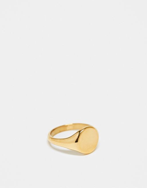 FhyzicsShops DESIGN waterproof stainless steel signet ring in gold tone