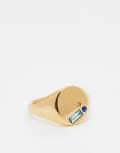 [ASOS DESIGN] ASOS DESIGN waterproof stainless steel signet ring with crystals in gold tone L GOLD