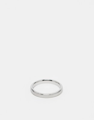 waterproof stainless steel slim band ring in silver tone