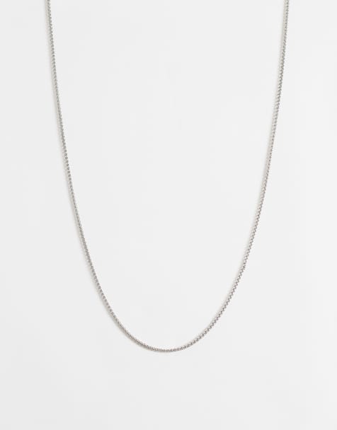 ASOS DESIGN waterproof stainless steel slim rope chain necklace in silver - view 1