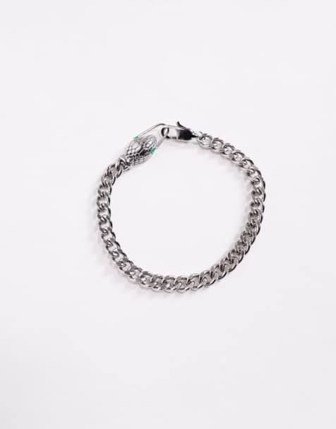 ASOS DESIGN waterproof stainless steel snake bracelet in silver tone - view 1