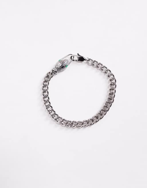 ASOS DESIGN waterproof stainless steel snake bracelet in silver tone