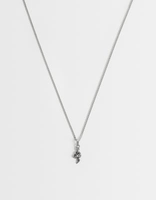 Asos Design Waterproof Stainless Steel Snake Pendant Necklace In Silver