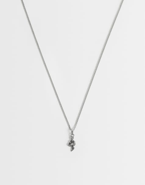 ASOS DESIGN waterproof stainless steel snake pendant necklace in silver - view 1
