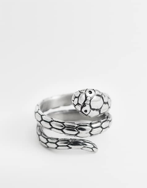 ASOS DESIGN waterproof stainless steel snake wrap around ring in silver tone - view 1