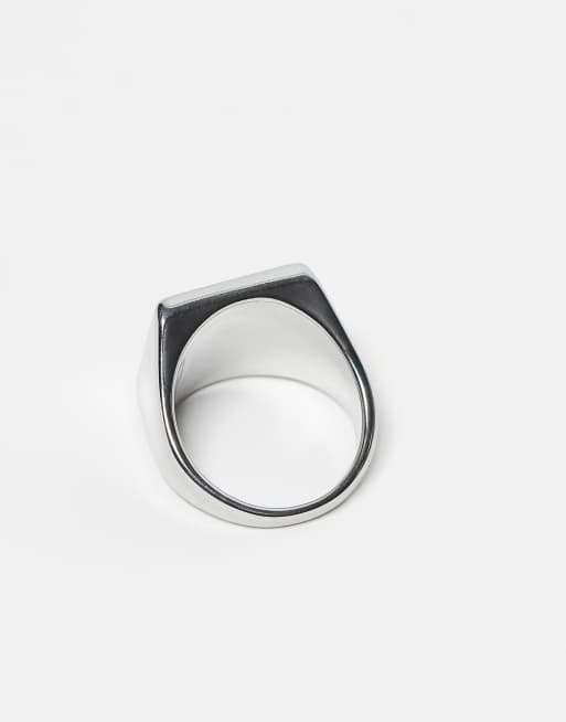 ASOS DESIGN waterproof stainless steel square blue lapis semi-precious signet ring in silver  , 3 of 3
