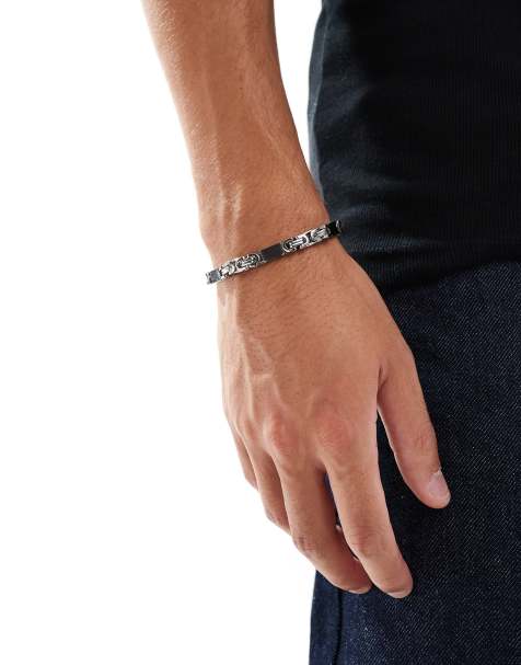 ASOS DESIGN waterproof stainless steel square link chain bracelet in silver - view 1
