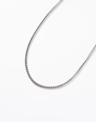 Asos Design Waterproof Stainless Steel Square Rope Chain Necklace In Silver