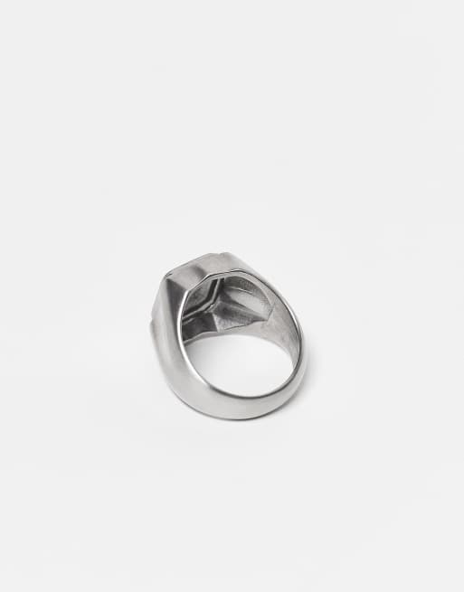 ASOS DESIGN waterproof stainless steel square signet ring in silver  , 2 of 3
