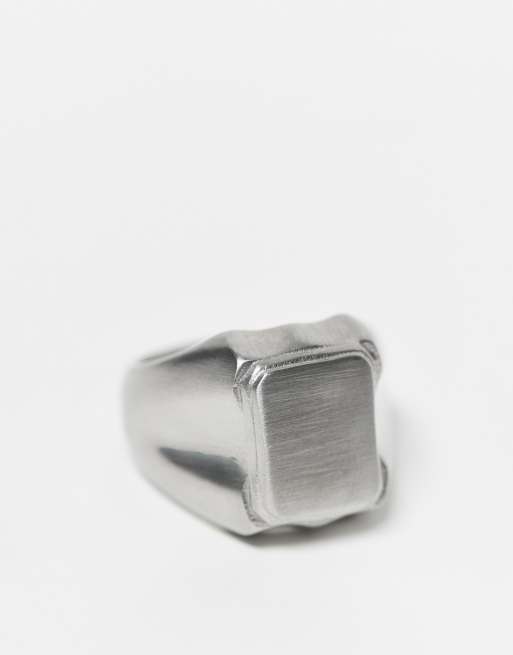 ASOS DESIGN waterproof stainless steel square signet ring in silver  , 3 of 3