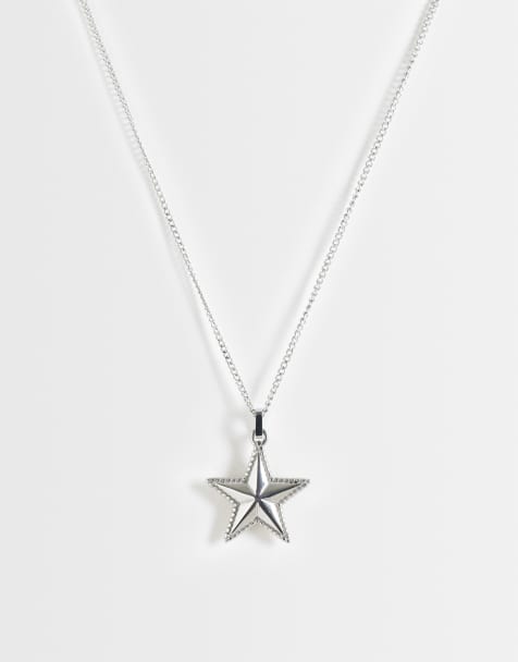 ASOS DESIGN waterproof stainless steel star pendant necklace in silver tone - view 1