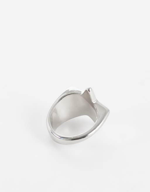 ASOS DESIGN waterproof stainless steel star top ring in silver, 3 of 3