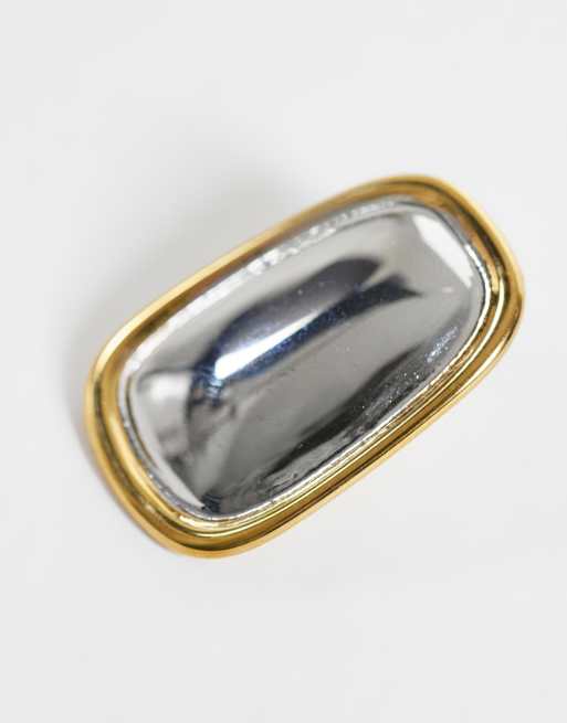 ASOS DESIGN waterproof stainless steel stud earrings in mixed gold and silver tone, 4 of 4