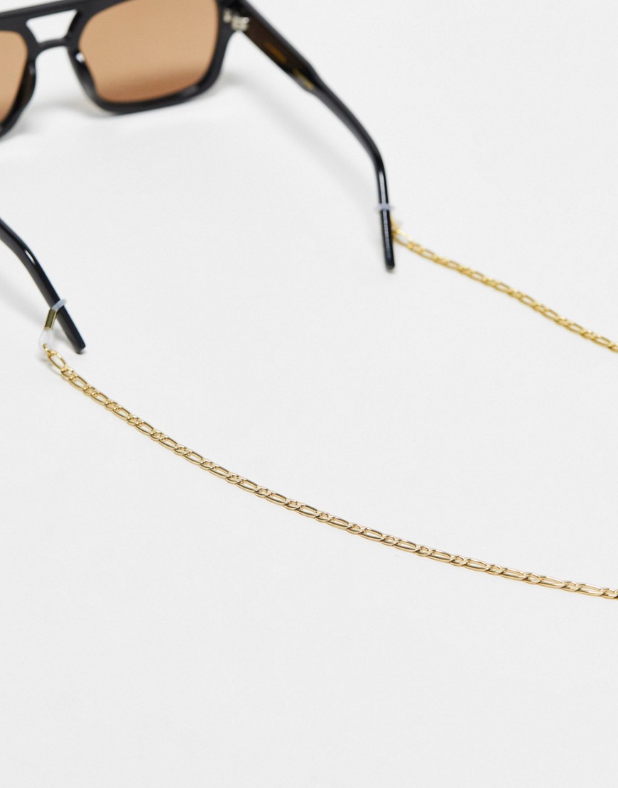 ASOS DESIGN waterproof stainless steel sunglasses chain in gold tone
