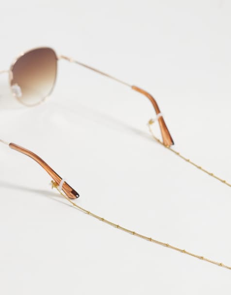 ASOS DESIGN waterproof stainless steel sunglasses chain with dot-detail in gold tone - view 1