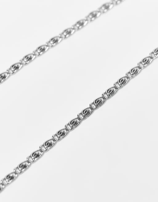 ASOS DESIGN waterproof stainless steel sunglasses chain with swirl links in silver, 4 of 4