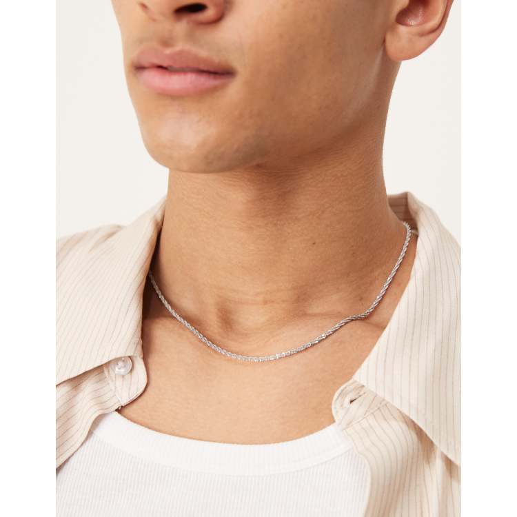ASOS DESIGN waterproof stainless steel textured rope chain