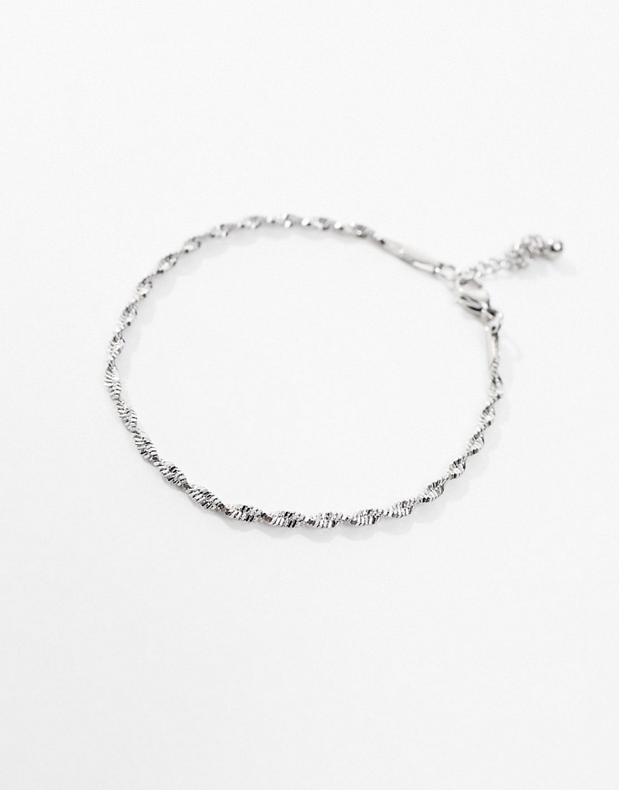 waterproof stainless steel textured twist chain bracelet in silver tone