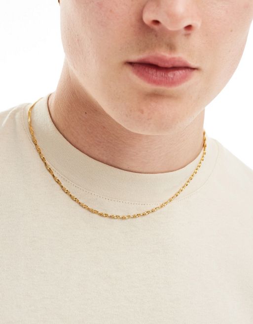 FhyzicsShops DESIGN waterproof stainless steel textured twist neck chain in gold tone