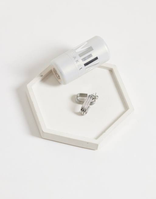 ASOS DESIGN waterproof stainless steel triple hoop earrings in silver tone, 3 of 5
