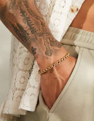  ASOS DESIGN waterproof stainless steel twist chain bracelet in gold tone