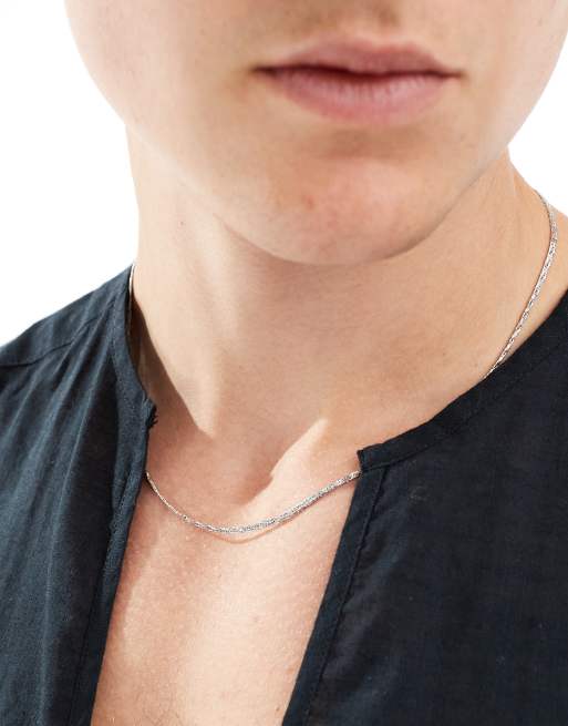 ASOS DESIGN waterproof stainless steel twist chain necklace in silver tone