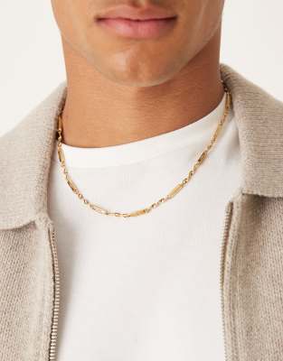 ASOS DESIGN ASOS DESIGN waterproof stainless steel twist chain necklace with bar detail in gold