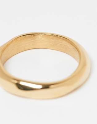 Asos Design Waterproof Stainless Steel Twist Design Ring In Gold