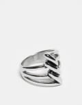 [ASOS DESIGN] ASOS DESIGN waterproof stainless steel twist detail wrap ring in silver tone L SILVER