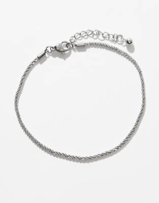 Asos Design Waterproof Stainless Steel Twisted Rope Chain Bracelet In Silver