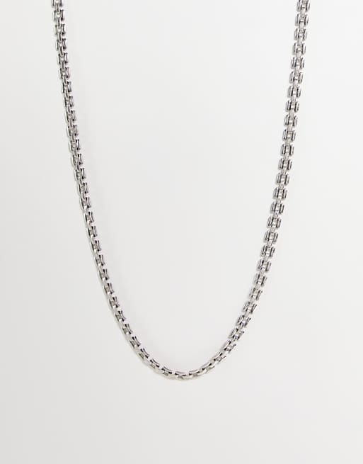ASOS DESIGN  waterproof stainless steel watch link neckchain in burnished silver