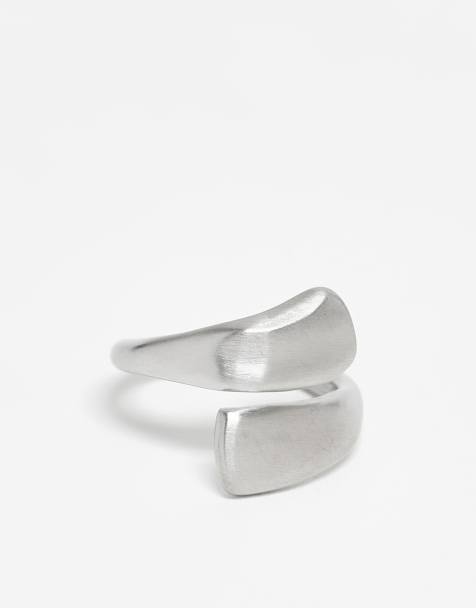 ASOS DESIGN waterproof stainless steel wrap ring in silver tone - view 1
