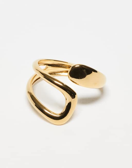 ASOS DESIGN waterproof stainless steel wraparound twist ring in gold tone, 3 of 3