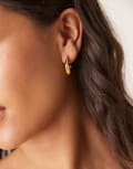[ASOS DESIGN] ASOS DESIGN waterproof stainless steels hoops in angular shape in gold tone No Size GOLD