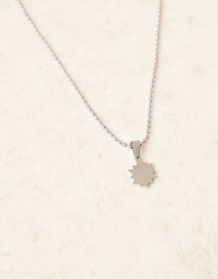 Asos Design Waterproof Stainless Sun Pendant Necklace With Ball Chain In Metallic