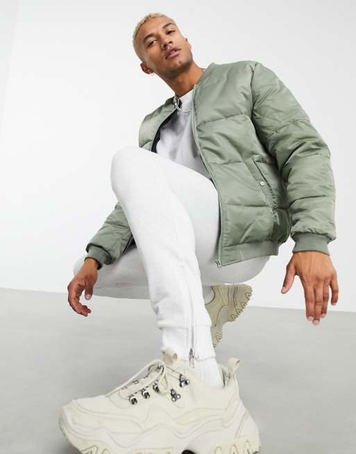 ASOS DESIGN – Wattierte Bomberjacke in Grün
