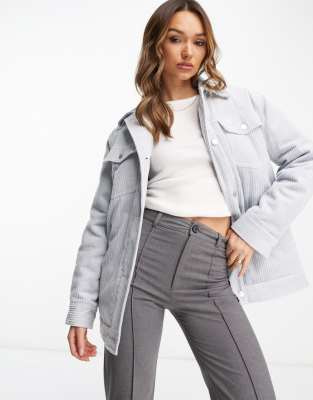 ASOS DESIGN - Wattierte Jacke aus grobem Cord in Blau