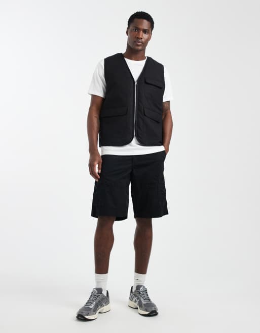 ASOS DESIGN – Wattierte Utility-Weste in Schwarz mit Steppung, 2 von 5