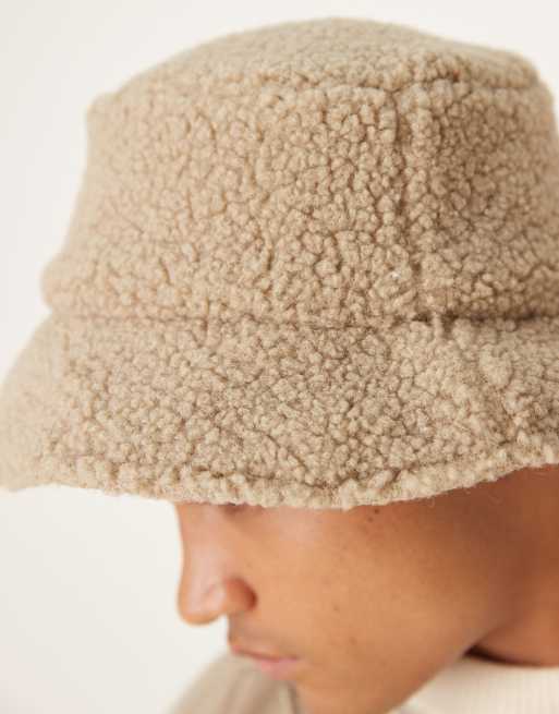 ASOS DESIGN – Wattierter Wende-Anglerhut in neutralen Farben mit Teddyfell, 3 von 3