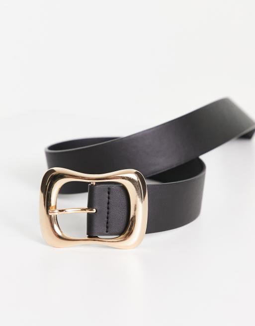 ASOS DESIGN wavy buckle belt in black