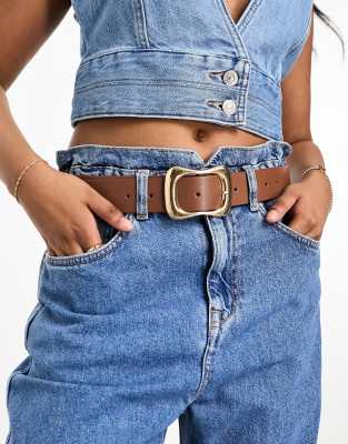 Asymmetrical Buckle Belt Tan main image 1
