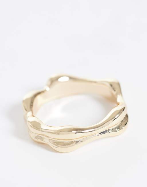 ASOS DESIGN wavy double row ring in gold, 3 of 3