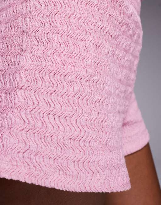 ASOS DESIGN wavy textured shorts in pink - part of a set | ASOS