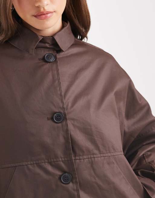 ASOS DESIGN wax harrington jacket in chocolate