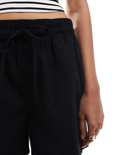 ASOS DESIGN – Wciągane czarne szorty o lnianym wyglądzie, 5 z 5