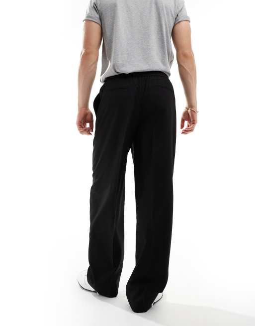 ASOS DESIGN – Wciągane eleganckie czarne spodnie z szerokimi nogawkami, 2 z 5