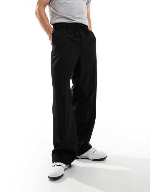 ASOS DESIGN – Wciągane eleganckie czarne spodnie z szerokimi nogawkami, 4 z 5