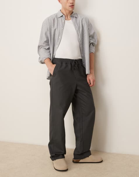 ASOS DESIGN baggy pull on trouser in charcoal grey