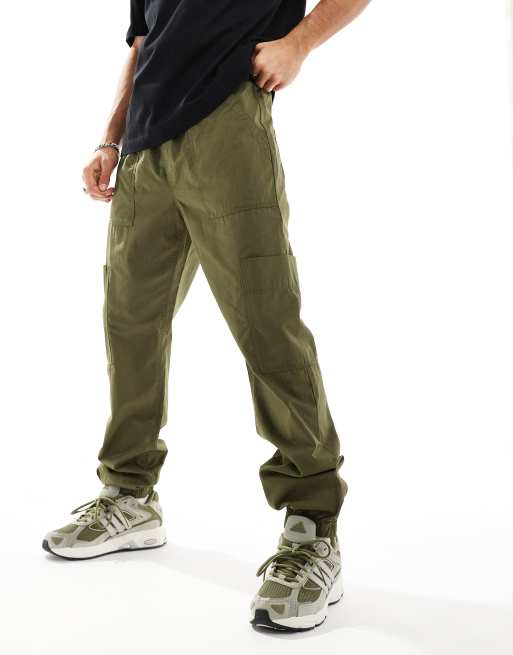 ASOS DESIGN – Wciągane joggersy bojówki w kolorze khaki